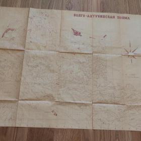 Карта-схема Волго-Ахтубинской поймы с обозначениями населенных пунктов, озер,ериков. 70-е годы.